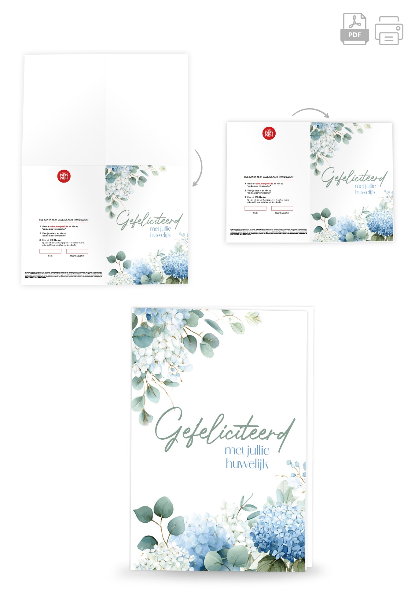 Gefeliciteerd met jullie huwelijk - Blauwe hortensias