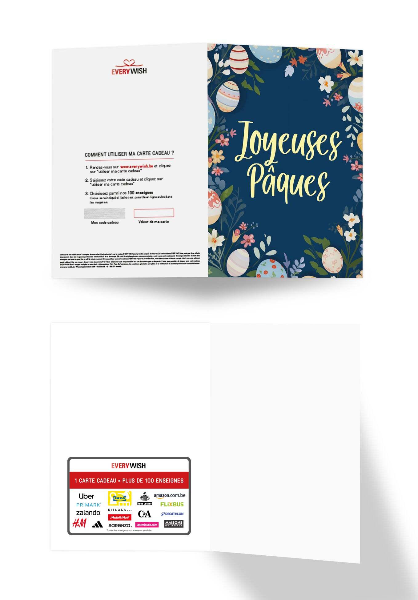 Joyeuses Pâques - Oeufs de Pâques fleurs (Valeur du bon)