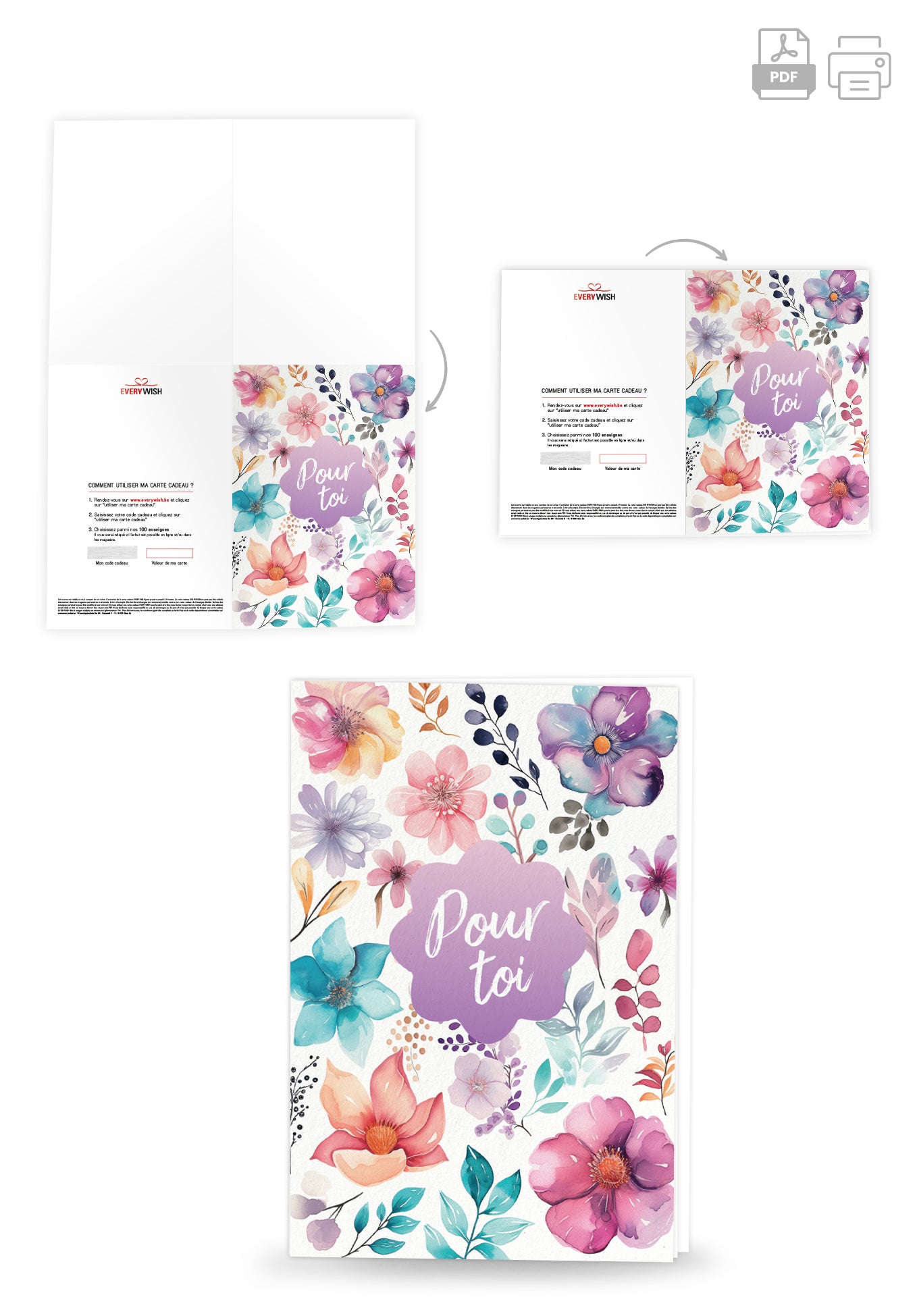 Pour toi - Fleurs Aquarelle