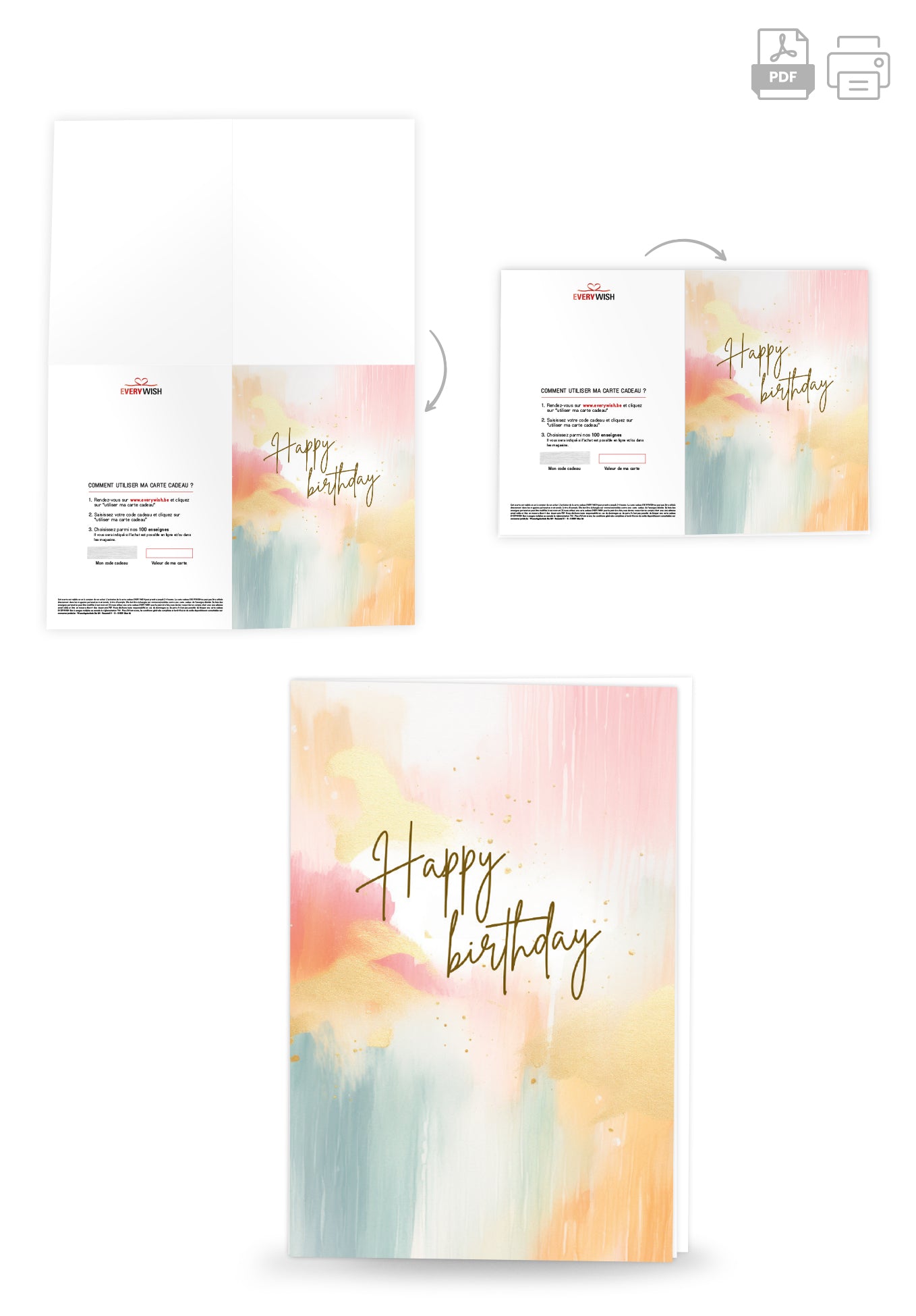 Happy Birthday - Aquarelle colorée