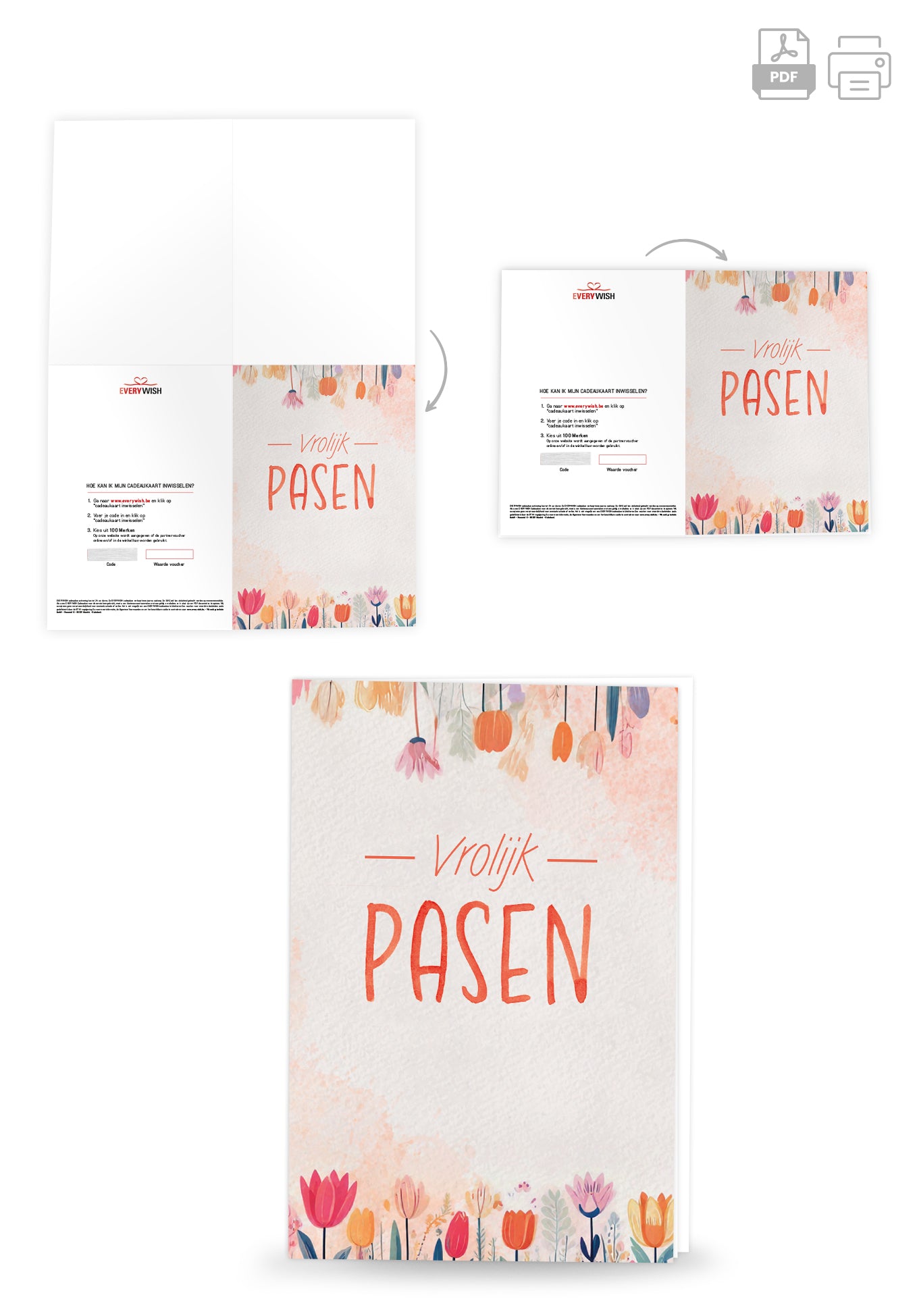 Vrolijk Pasen - Aquarel Bloemen