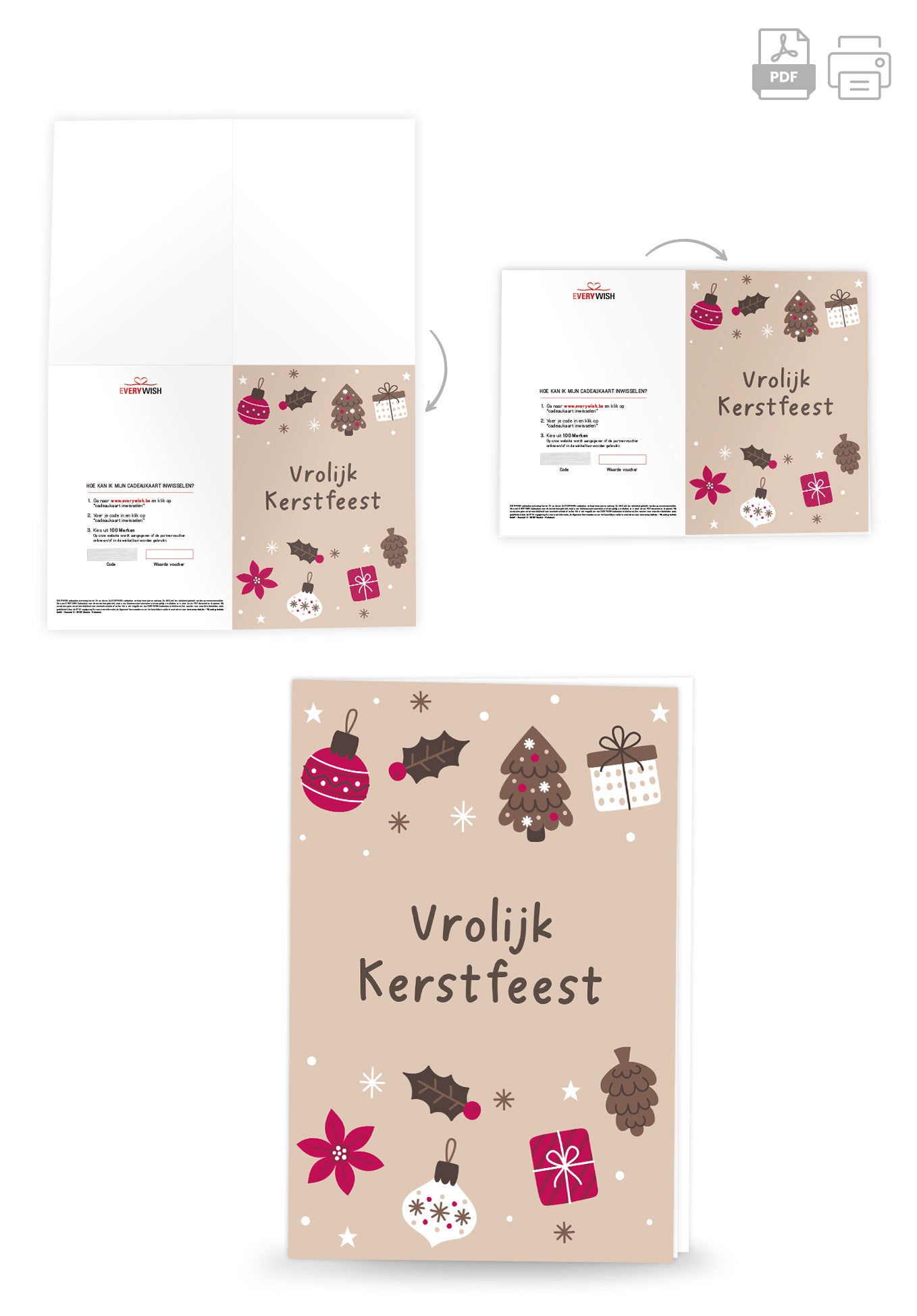 Vrolijk Kerstfeest - Ornamenten Beige