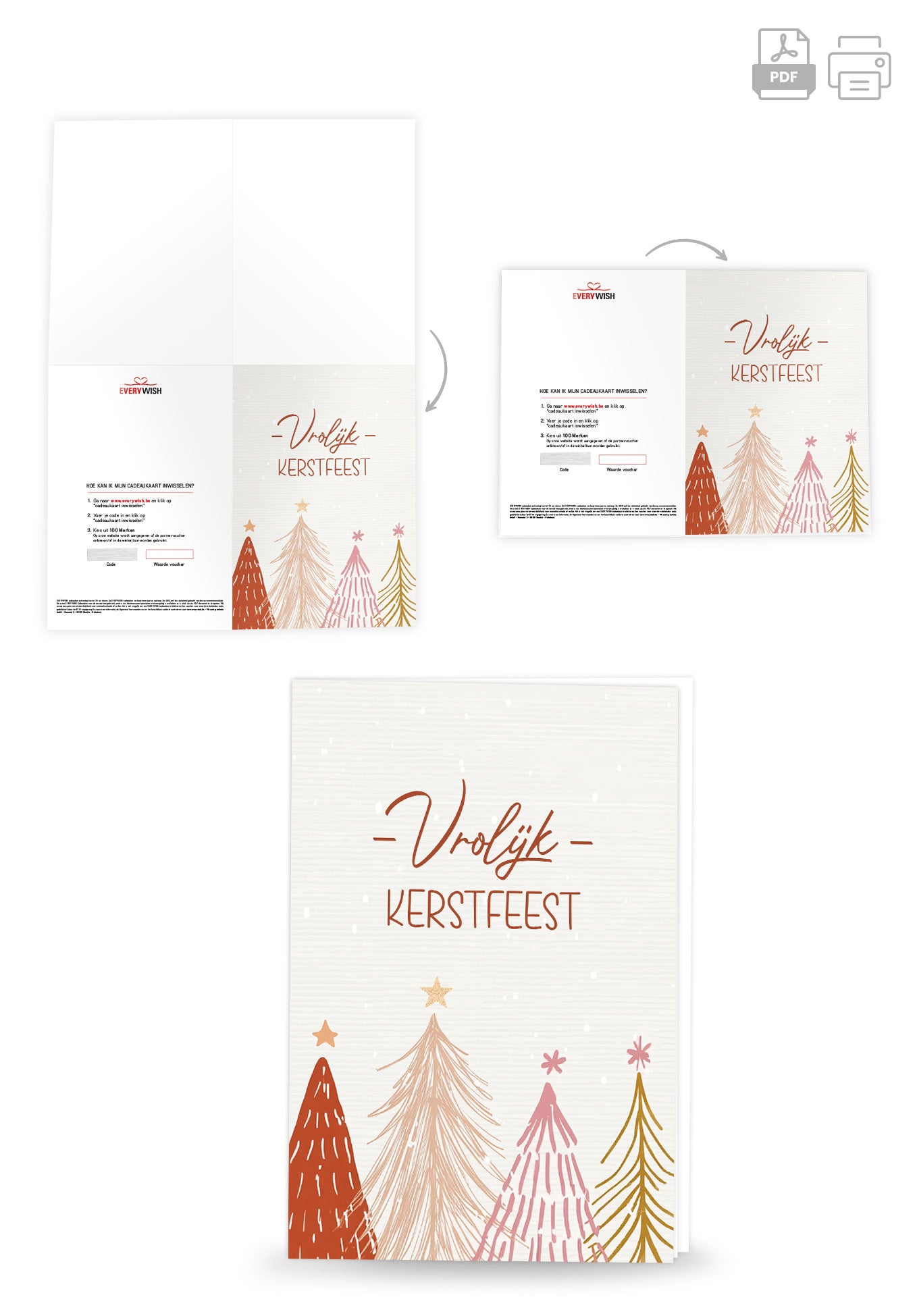 Vrolijk Kerstfeest - Kerstbomen Rood