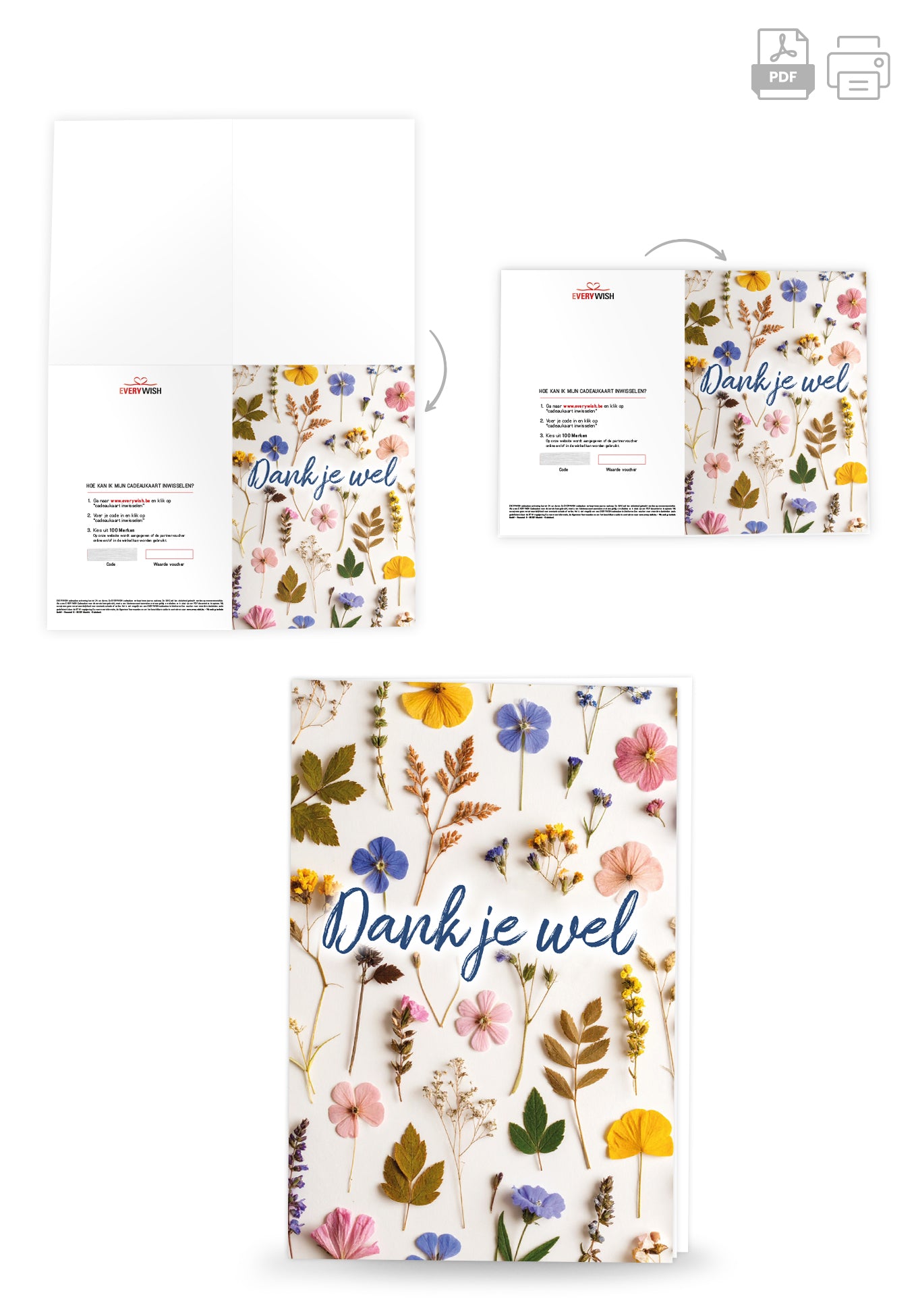 Dank je wel - Gedroogde bloemen gekleurd