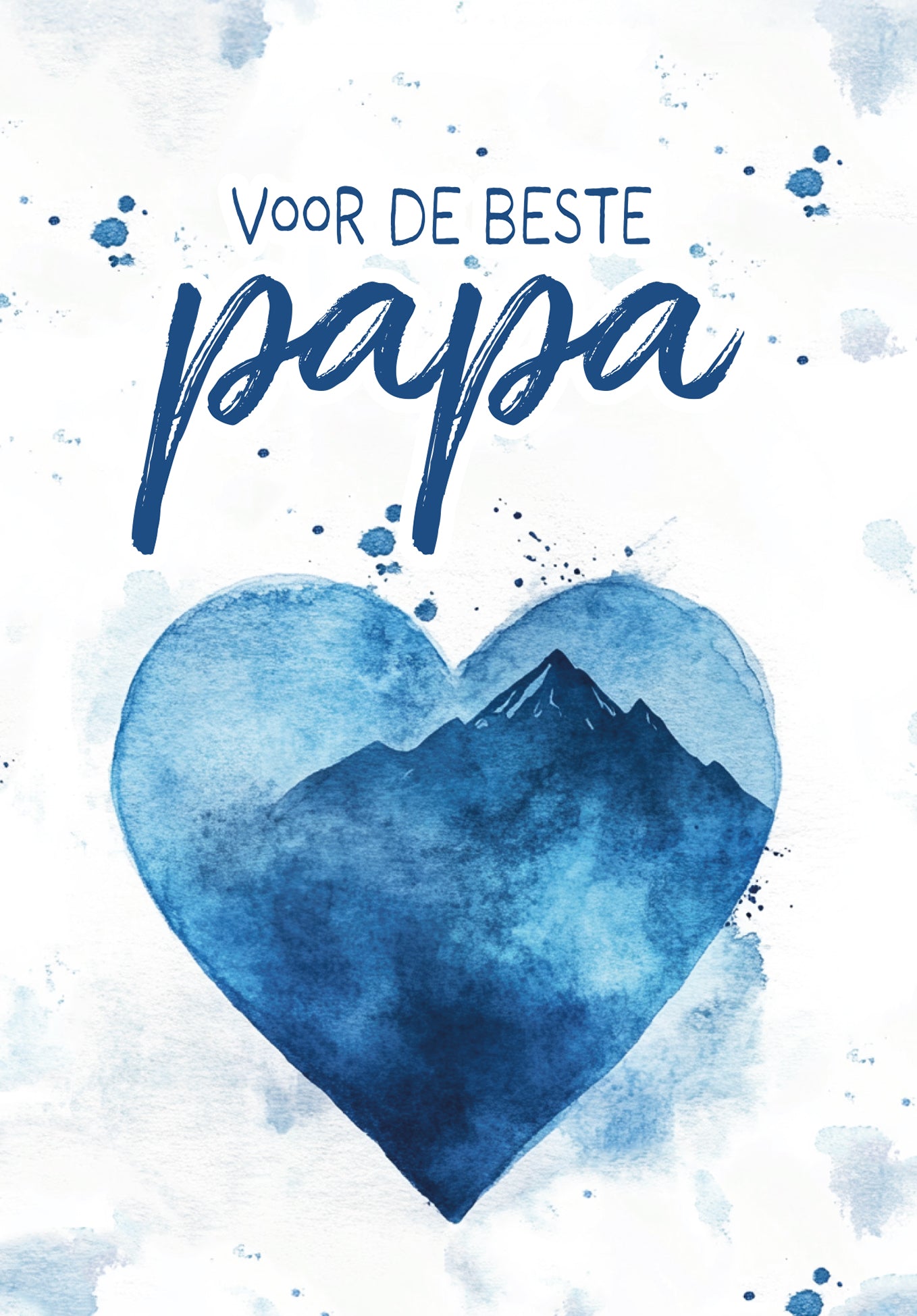 Voor de beste papa - Blauwe Aquarel Hart (Valeur du bon)