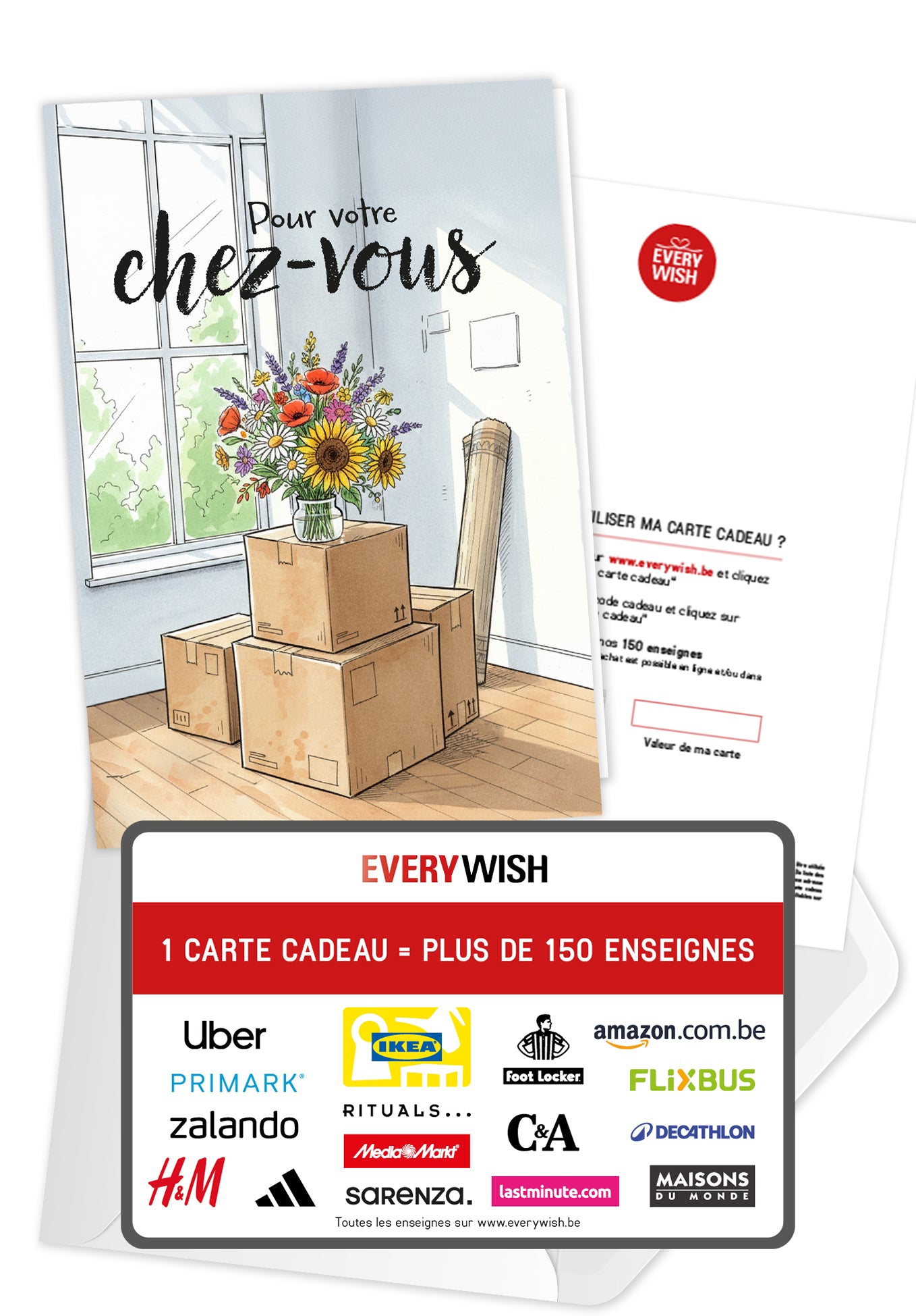 Pour votre chez-vous - Bouquet de fleurs et cartons