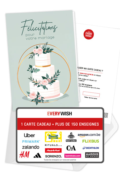 Felicitations pour votre mariage - Gâteau Roses