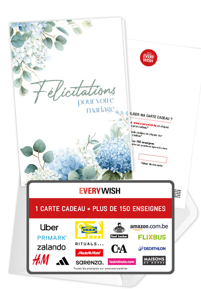 Felicitations pour votre mariage - Hortensias Bleus