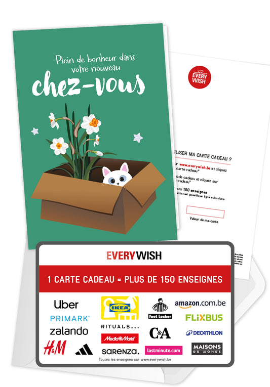 Plein de bonheur dans votre chez-vous - Chat et fleur