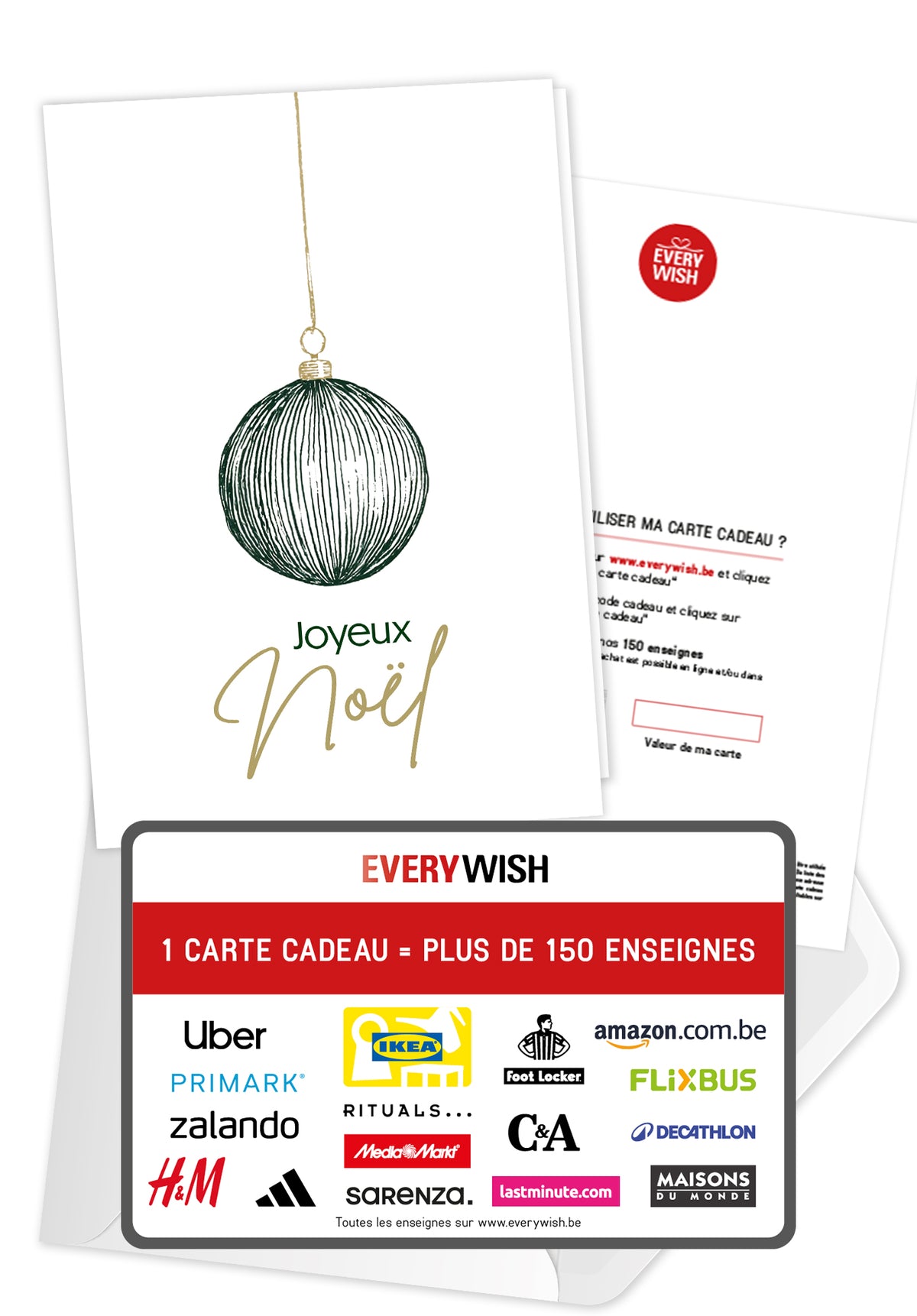 Joyeux Noël - Ornement de sapin de Noël vert et or