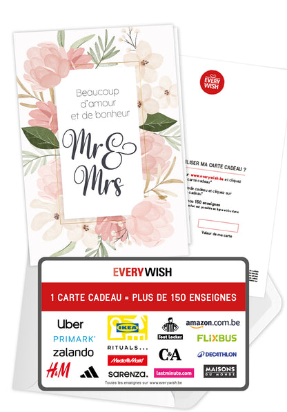 Beaucoup damour et de bonheur Mr & Mrs - Fleurs Roses
