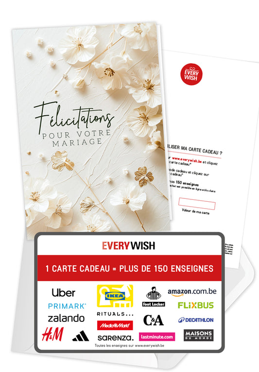 Felicitations pour votre mariage - Fleurs Blanches