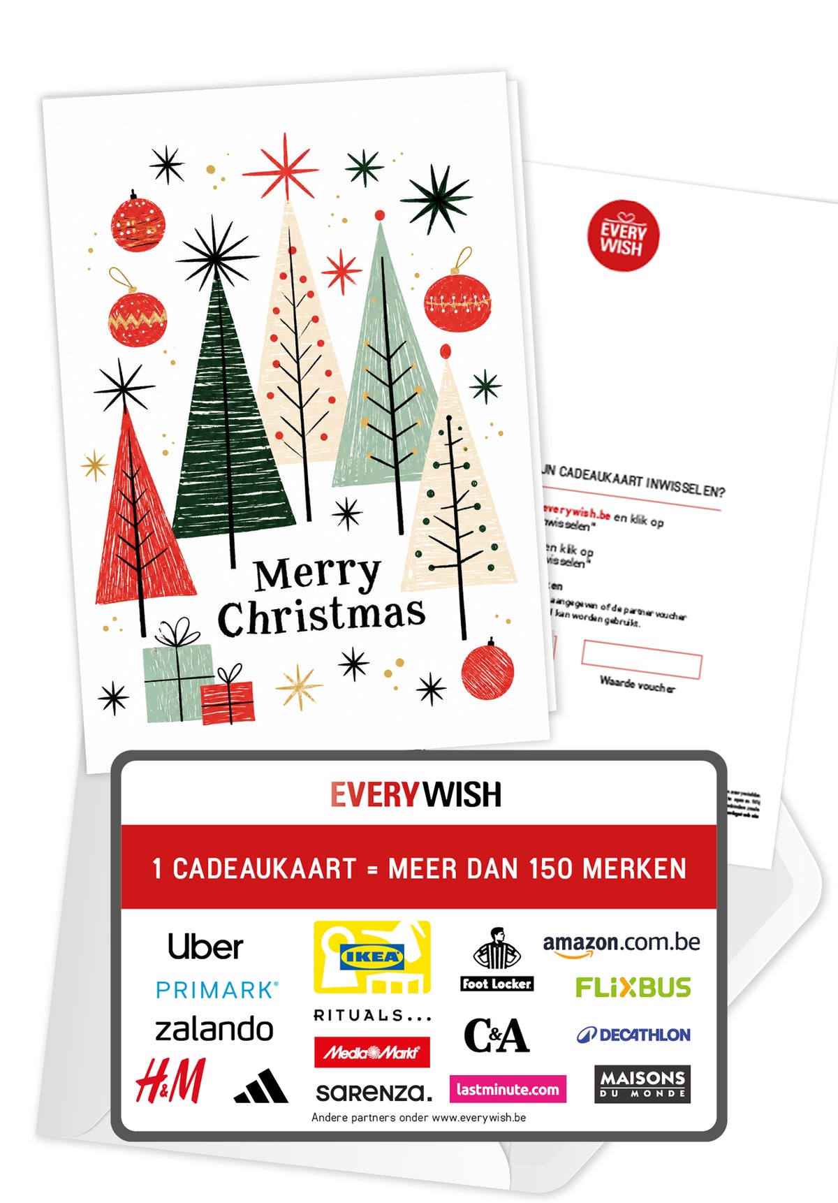 Merry Christmas - Bomen sterren kerstballen
