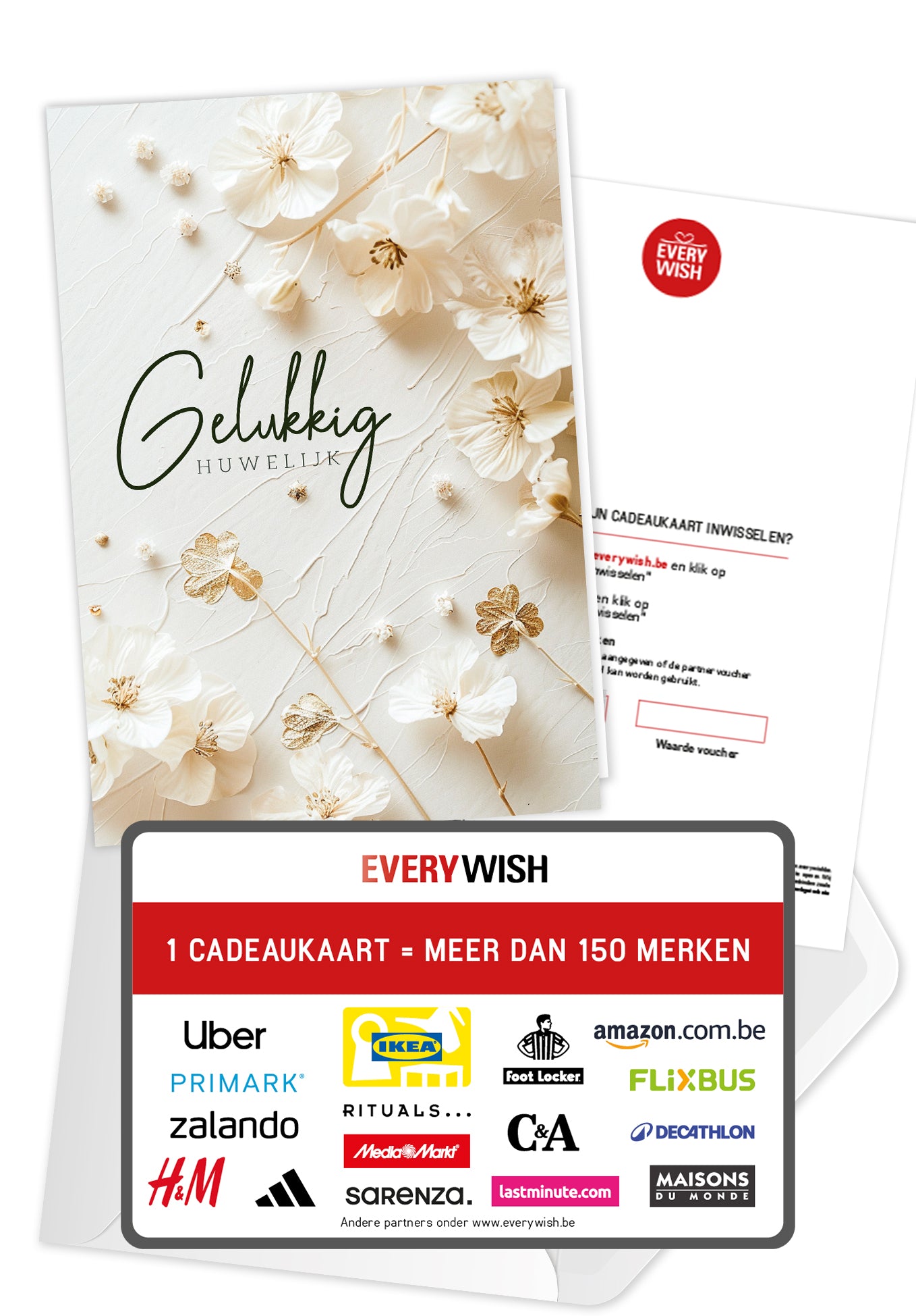 Gelukkig huwlikj - Witte bloemen