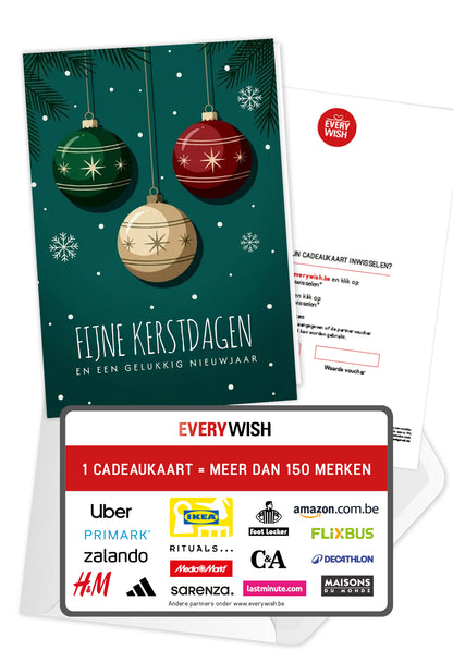 Fijne kerstdagen en een gelukkig nieuwjaar - Groene kerstbal