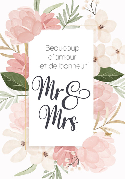 Beaucoup damour et de bonheur Mr & Mrs - Fleurs Roses
