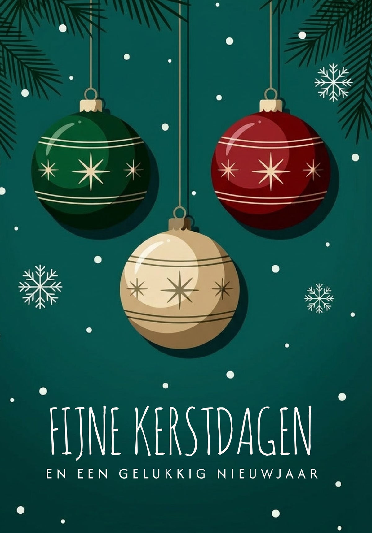 Fijne kerstdagen en een gelukkig nieuwjaar - Groene kerstbal