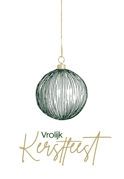 Vrolijk Kerstfeest - Groen en goud kerstboomornament
