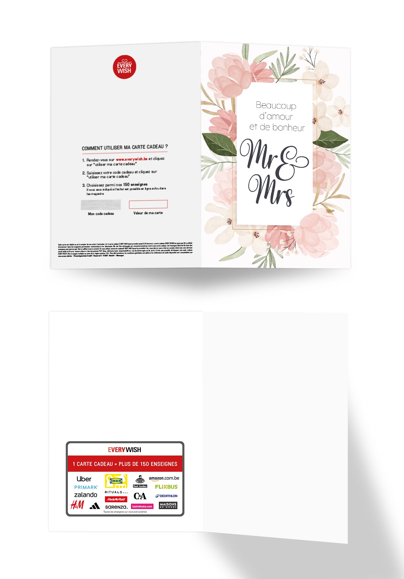 Beaucoup damour et de bonheur Mr & Mrs - Fleurs Roses