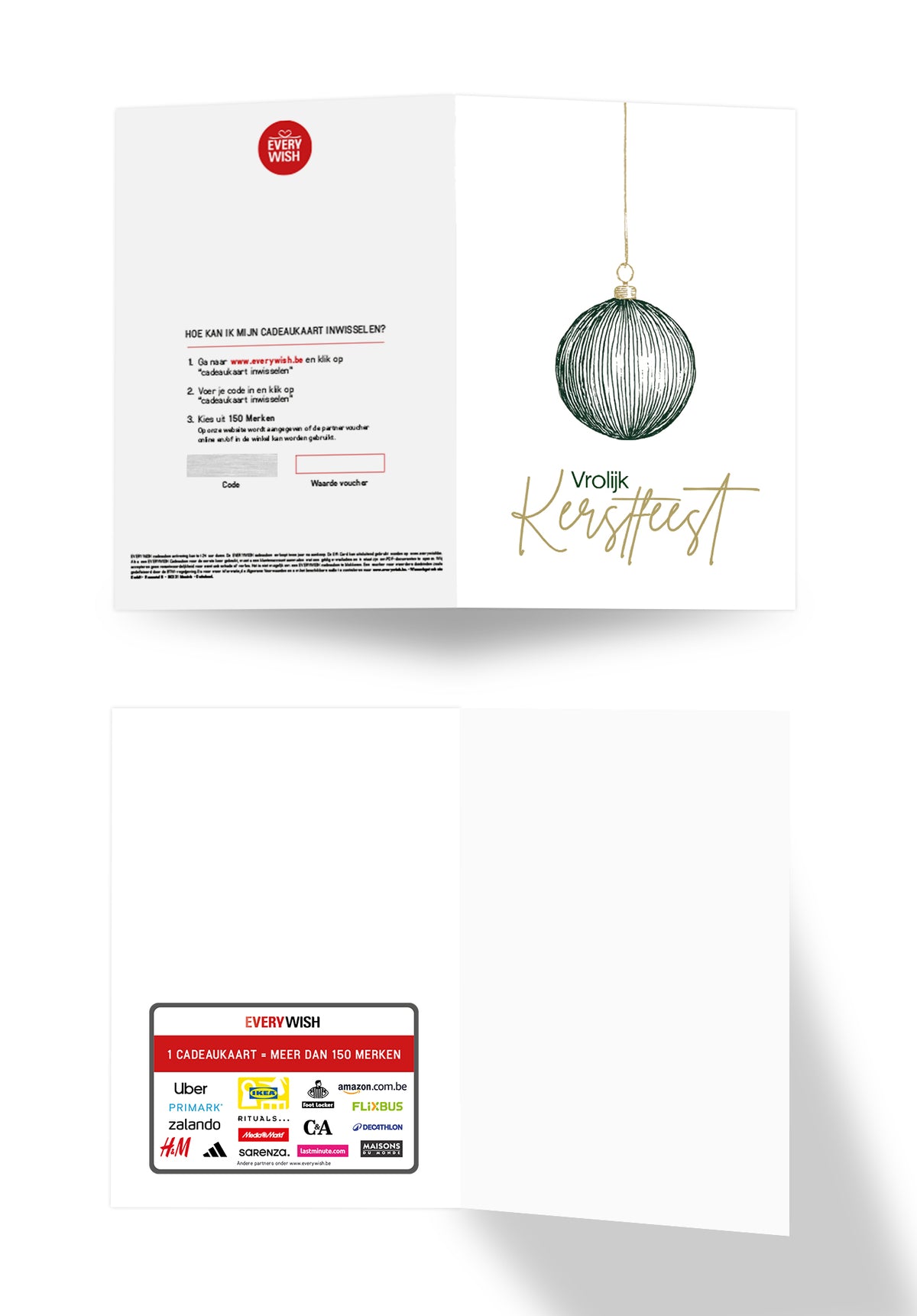 Vrolijk Kerstfeest - Groen en goud kerstboomornament