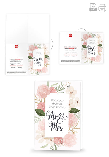 Beaucoup damour et de bonheur Mr & Mrs - Fleurs Roses