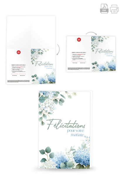 Felicitations pour votre mariage - Hortensias Bleus