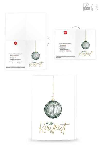 Vrolijk Kerstfeest - Groen en goud kerstboomornament