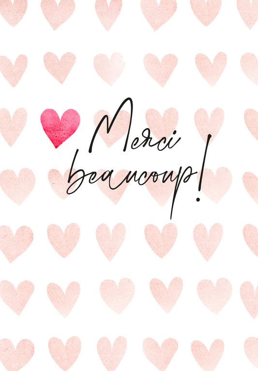 Merci beaucoup - Cœurs Aquarelle