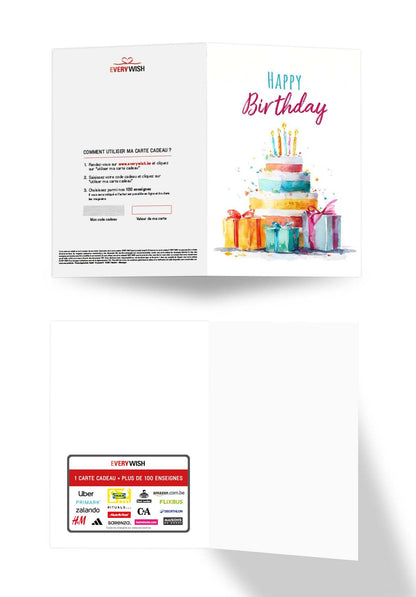 Happy Birthday - Gâteau aquarelle