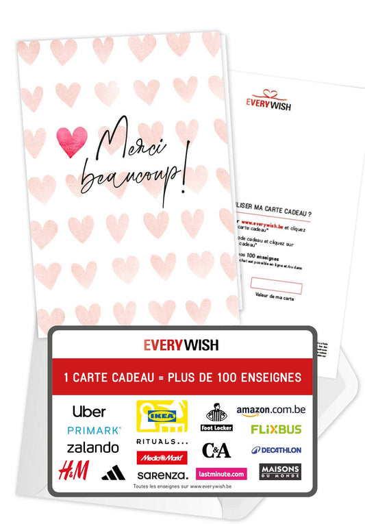 Merci beaucoup - Cœurs Aquarelle