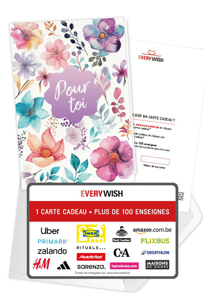 Pour toi - Fleurs Aquarelle (Valeur du bon)