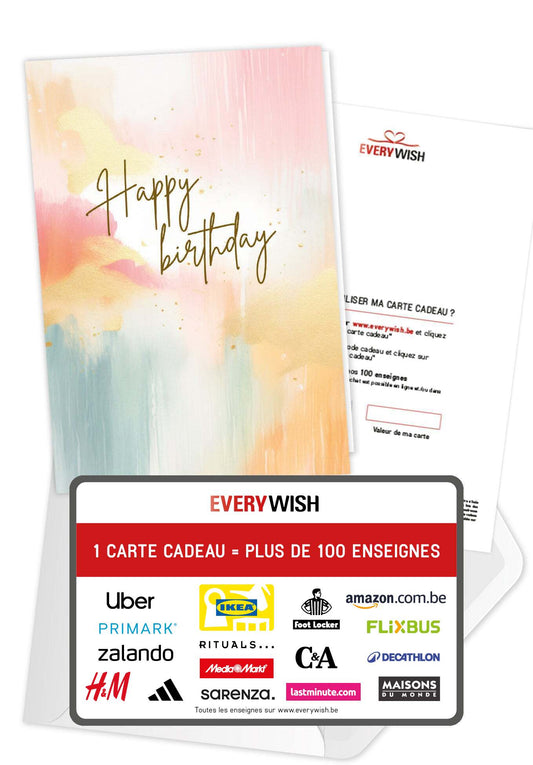 Happy Birthday - Aquarelle colorée