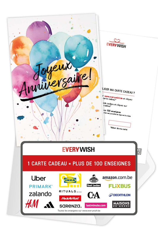 Joyeux anniversaire - Ballons Aquarelle