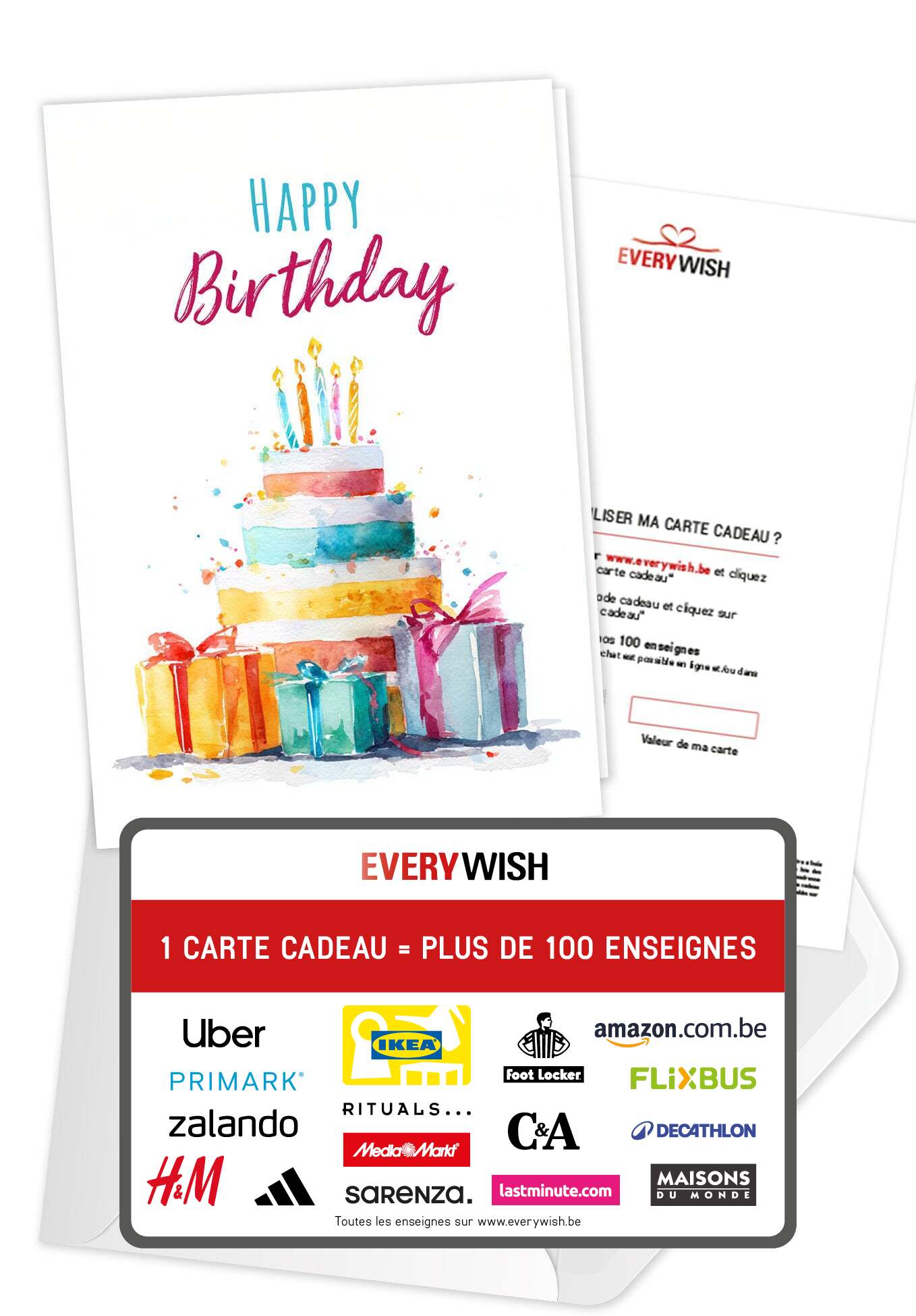 Happy Birthday - Gâteau aquarelle