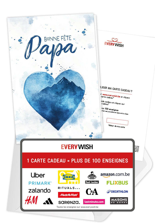 Bonne fête Papa - Cœur aquarelle bleu