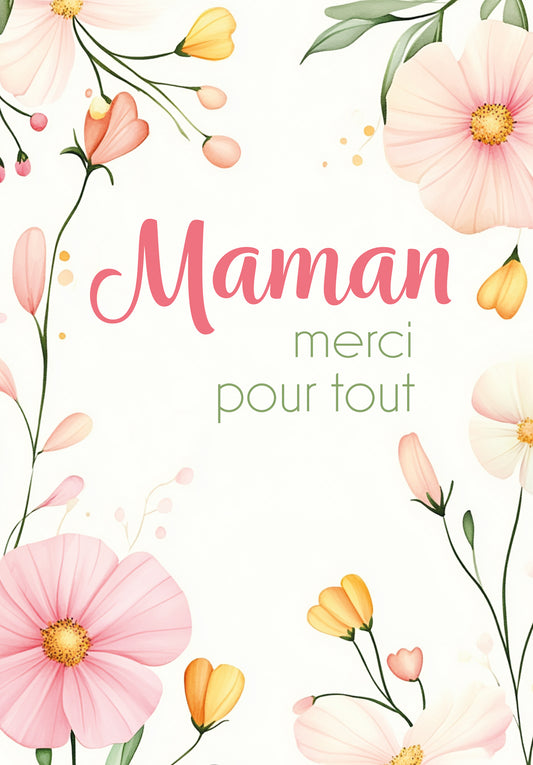 Maman merci pour tout  - Cadre à fleurs
