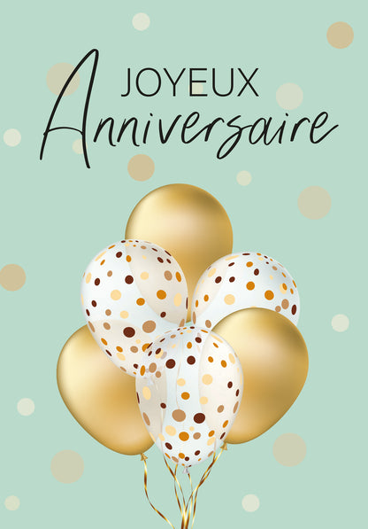 Joyeux anniversaire - Ballons Or (Valeur du bon)