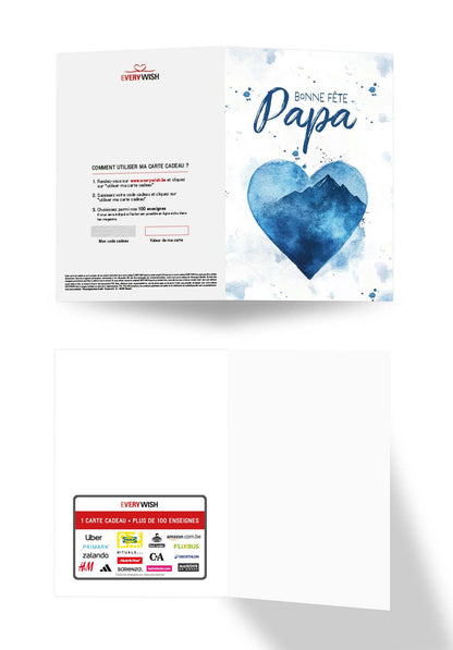 Bonne fête Papa - Cœur aquarelle bleu (Valeur du bon)
