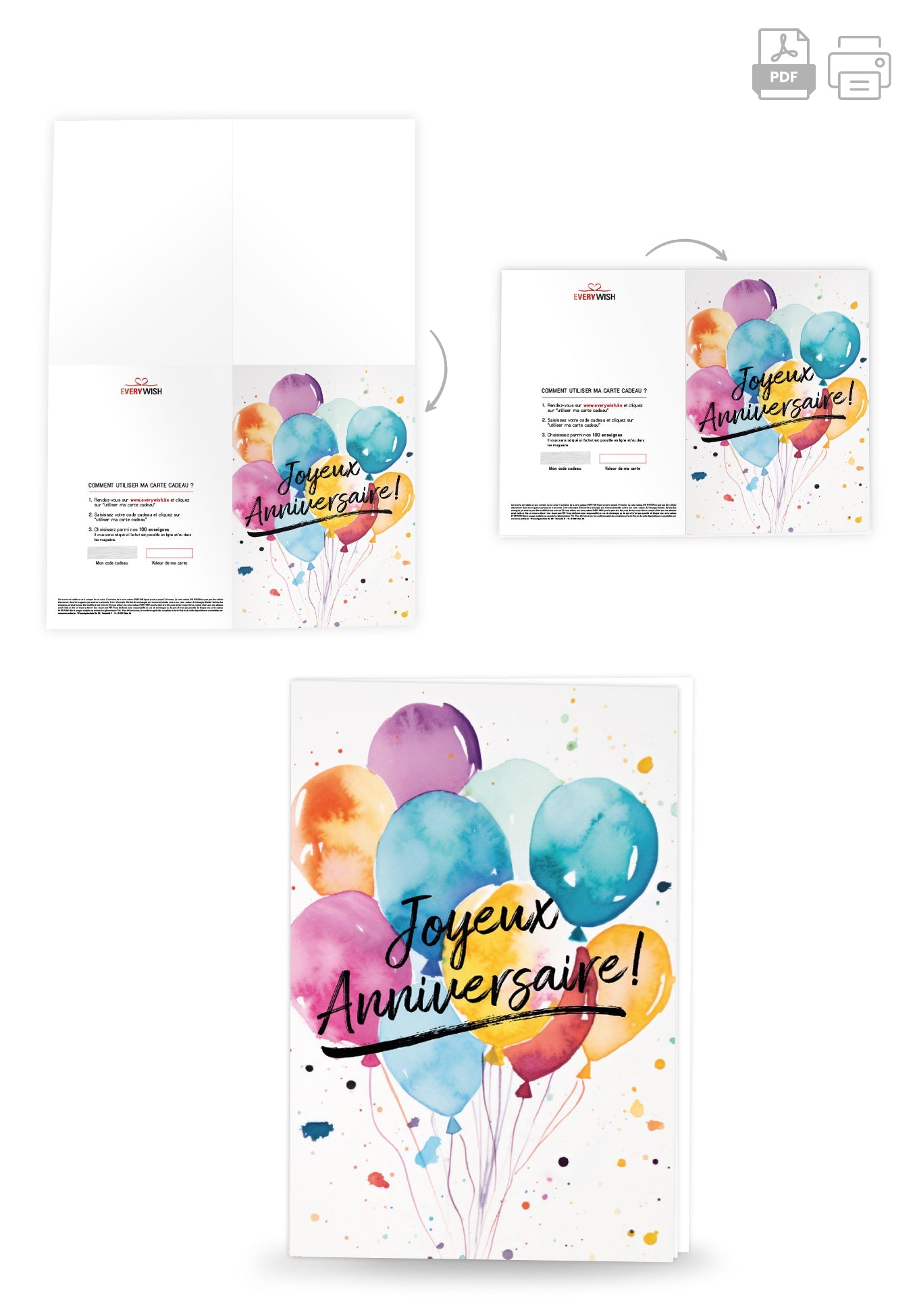 Joyeux anniversaire - Ballons Aquarelle PDF