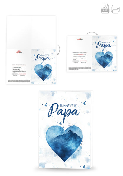 Bonne fête Papa - Cœur aquarelle bleu (Valeur du bon)