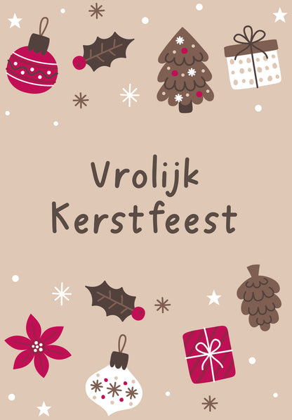 Vrolijk Kerstfeest - Ornamenten Beige