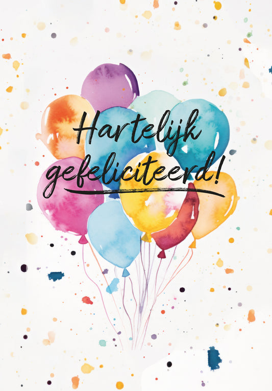 Hartelijk gefeliciteerd - Aquarelballonnen