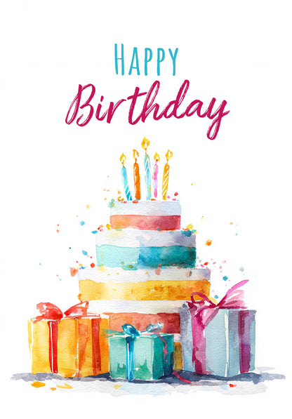 Happy Birthday - Torte Aquarell