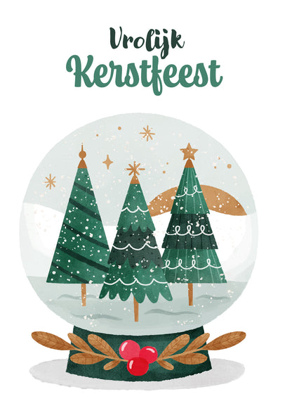 Vrolijk Kerstfeest - Sneeuwbol Bomen