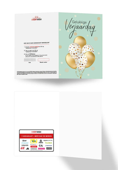 Gelukkige Verjaardag - Gouden Ballonnen (Valeur du bon)