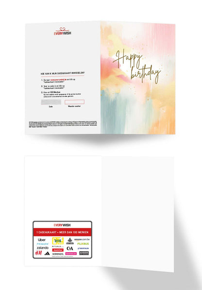 Happy Birthday - Kleurrijke Aquarel (Valeur du bon)