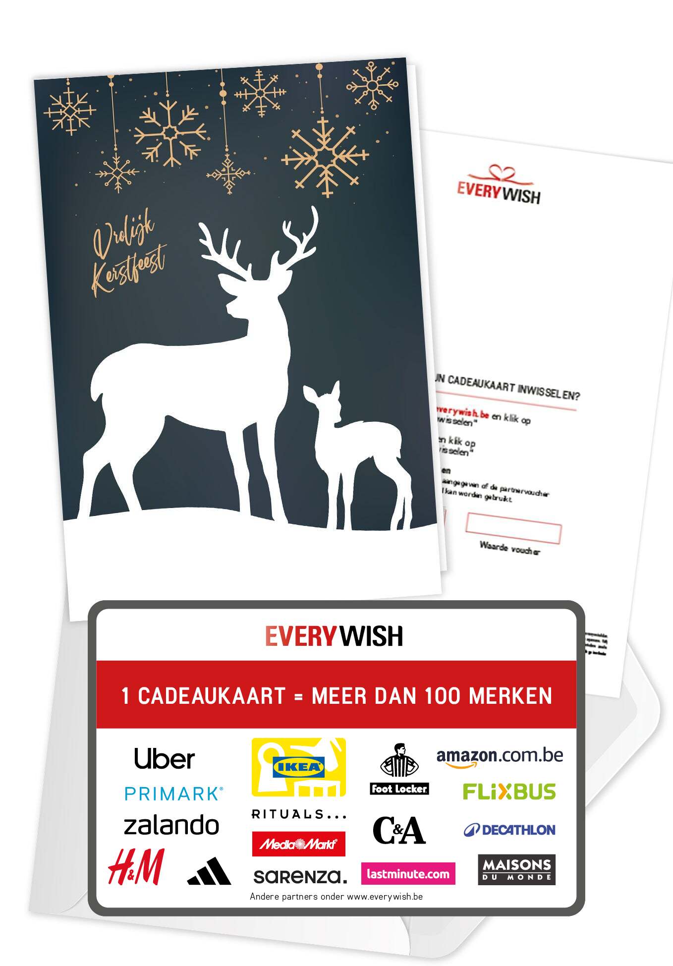 Vrolijk Kerstfeest - Groen Rendier (Valeur du bon)