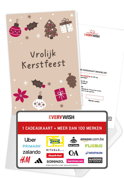 Vrolijk Kerstfeest - Ornamenten Beige