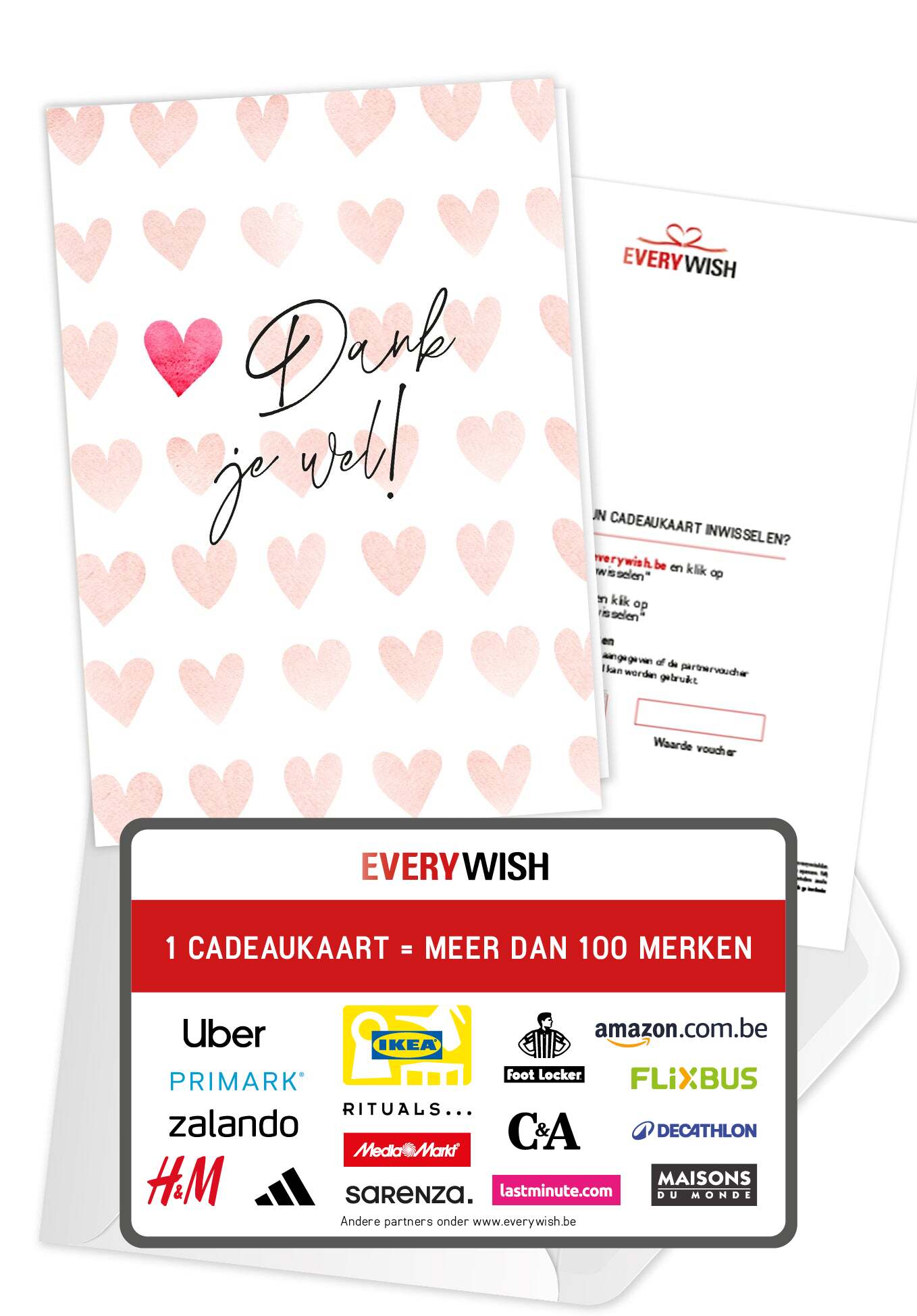 Dank je wel - Harten aquarel (Valeur du bon)