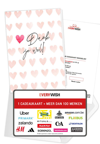 Dank je wel - Harten aquarel (Valeur du bon)